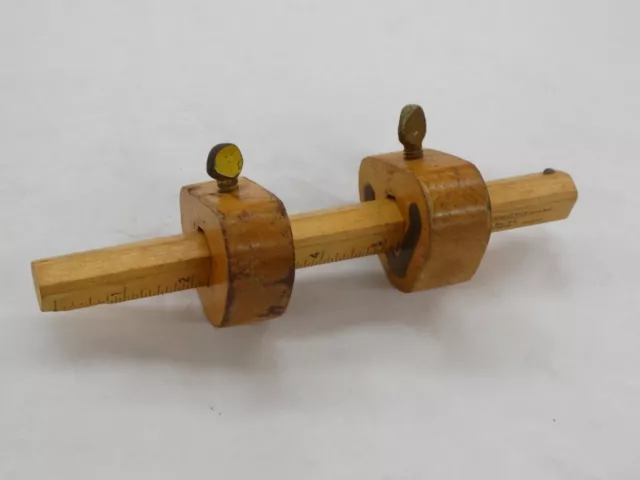 Vintage Stanley No. 65 Marking Gauge Scribe Wood w/ Brass Inlay Made in USA