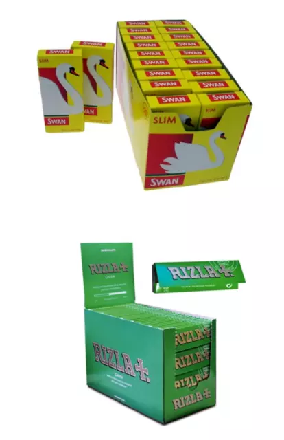 600 Rizla Green Reg Rolling Papers and 600 Swan Extra Slim Filter Tips CHEAPEST