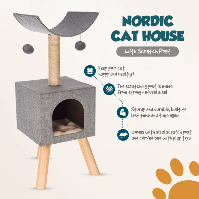 Cat Tree Activity Centre Scratcher Scratching Post Kitten Play Toy Scratch Bed