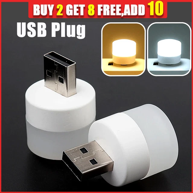 USB LED PORTABLE Mini Night Light Small Round Computer Mobile Power ...
