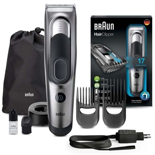 Braun HC5090 Hair Cut Trimmer Clipper Stand 17 Length Dual Battery Smart Trimm
