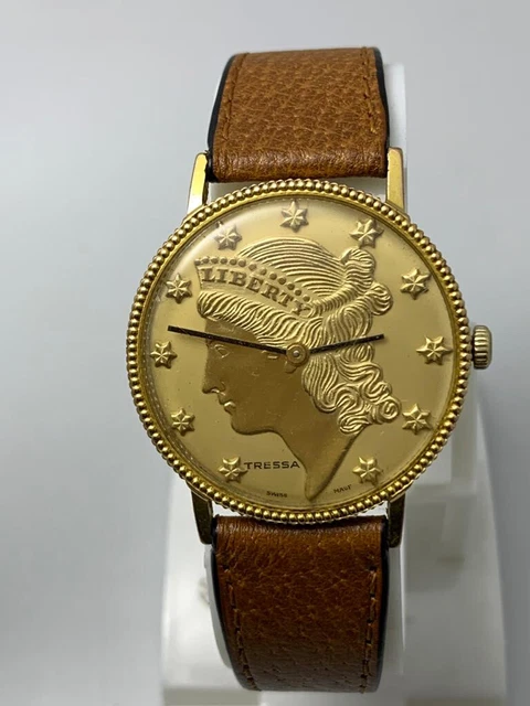 Vintage Treesa Liberty Coin Swiss Men's Wristewatch Vintage Treesa Liberty Coin Swiss Men's Wristewatch