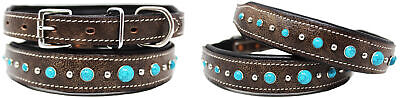 Dog Puppy Collar Genuine Cow Leather Padded Canine  60145