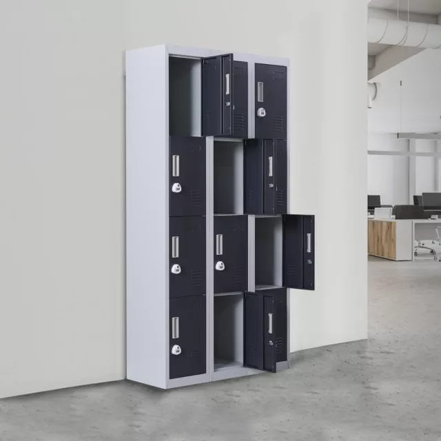 12-Door Locker for Office Gym Shed School Home Storage - 3-Digit Combination