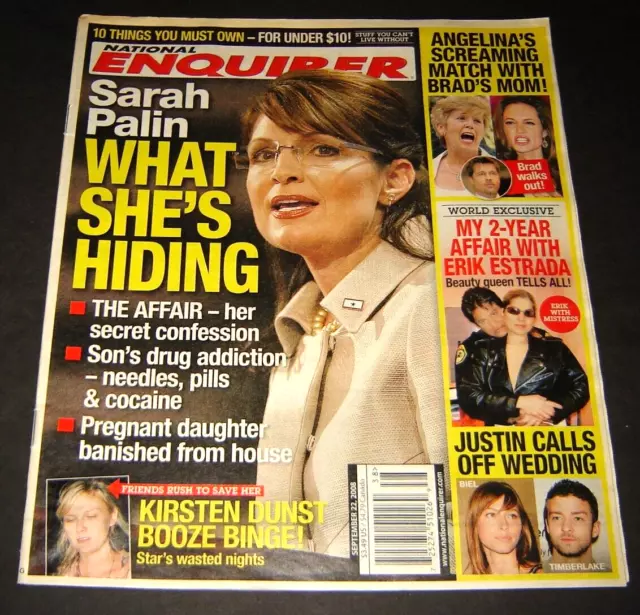 National Enquirer Magazine September 22, 2008 -SARAH PALIN - JUSTIN TIMBERLAKE