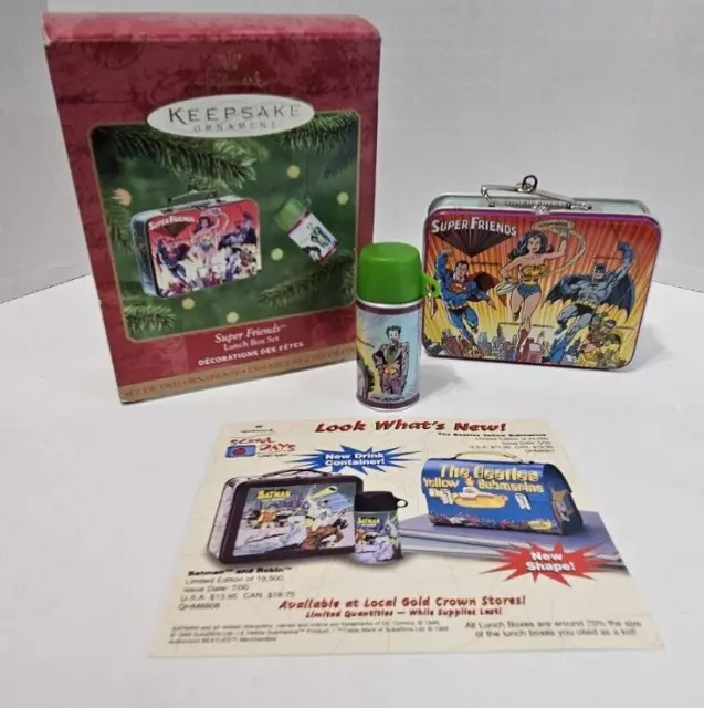 VTG Hallmark Ornament Keepsake Super Friend Lunch Box Set With Thermos 2000