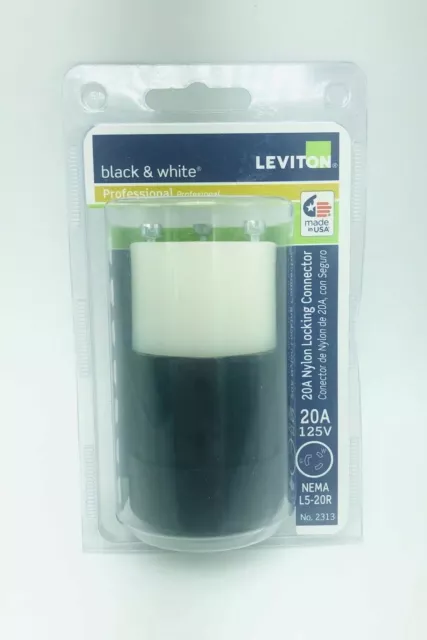 Leviton 2313 20 Amp, 125 V, NEMA L5-20R, Nylon Locking Connector, Black/White