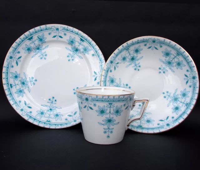 Victoria Shaped Wileman  Foley China Trio, Oak Border Pattern