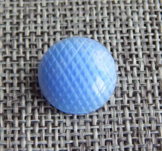 Antique Vtg Blue Glass Dug Button Design Under Glass~Aprx:5/8"~#1310-C