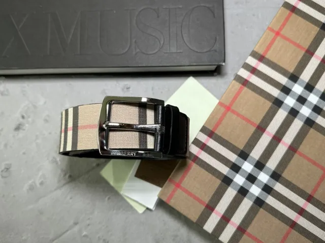 Authentic Burberry Men’s  Classic Plaid Belt Made In Italy Size 90