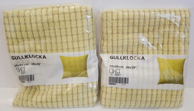2 New IKEA GULLKLOCKA 20" X 20" Throw Pillow Cover 002.863.85 Yellow Chenille