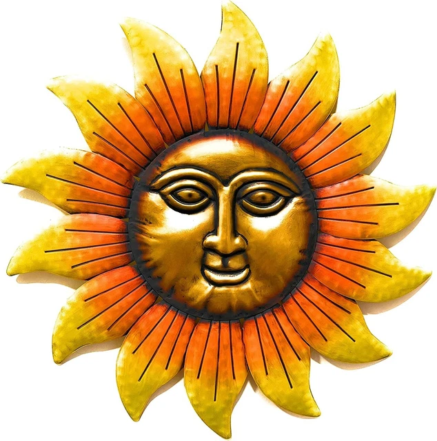 Metal Sun Face Wall Plaque Decor Hang Art Patio Fence Porch Home Garden Yard