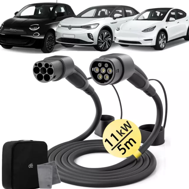 11kW Typ 2 zu Typ 2 EV Ladekabel 5M Mode 3 für Elektroauto 3 Phase 16A MODEL Y