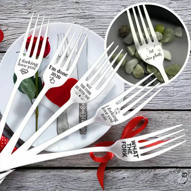 "I forking love you" Letters Engraved Stainless Steel Fork Tableware Lover Gift