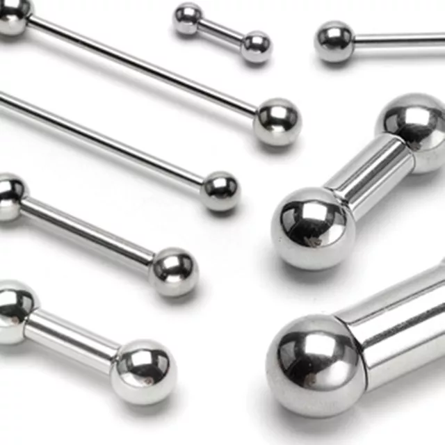 Barbell Tongue Nipple Ring 14 Gauge 5/8" w/6mm Balls Steel Body Jewlery