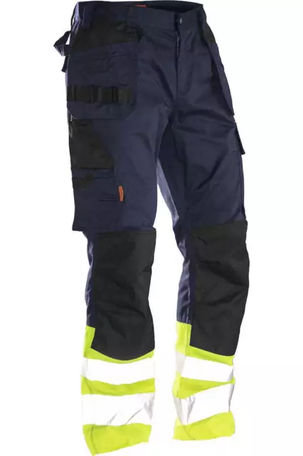 Hi-Vis-Bundhose Avec Sacs De Homme Bleu Foncé Jaune Taille D108