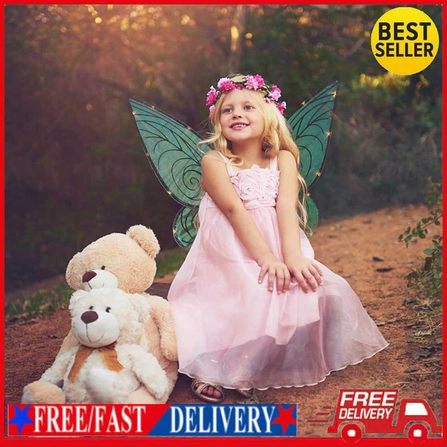 Butterfly Fairy Wings LED Abito Angelo Festa Ala Donna Bambina (Nero A)