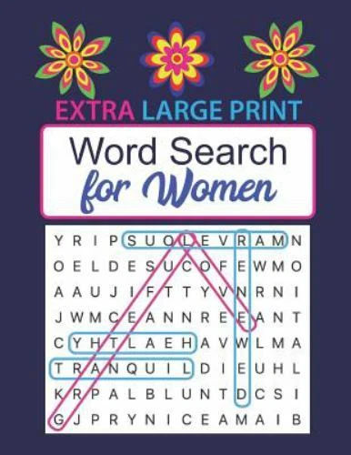 Extra large print word search for women puzzles for adults and seniors 