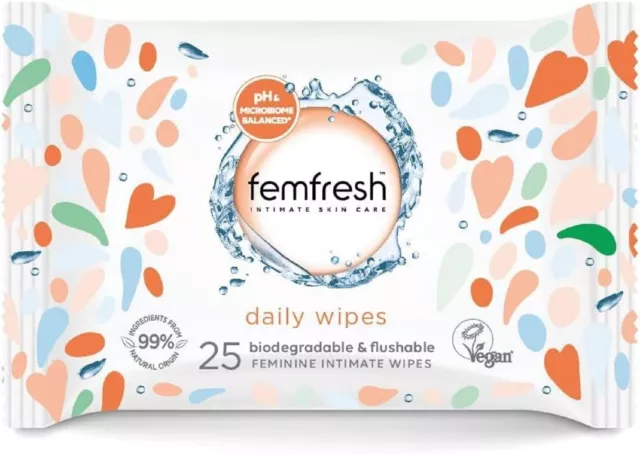 Femfresh Intimate Wipes - Flushable & Biodegradable Disposable Feminine Hygiene