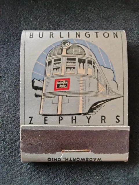 VTG 1930's 40's RAILROAD Burlington Zephyrs National Park Line Full Matchbook EX
