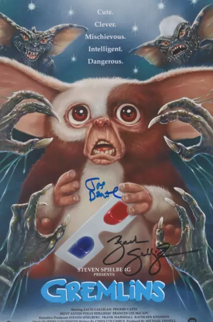 Joe Dante / Zach Galligan    **HAND SIGNED**  12x8 photo  ~  GREMLINS