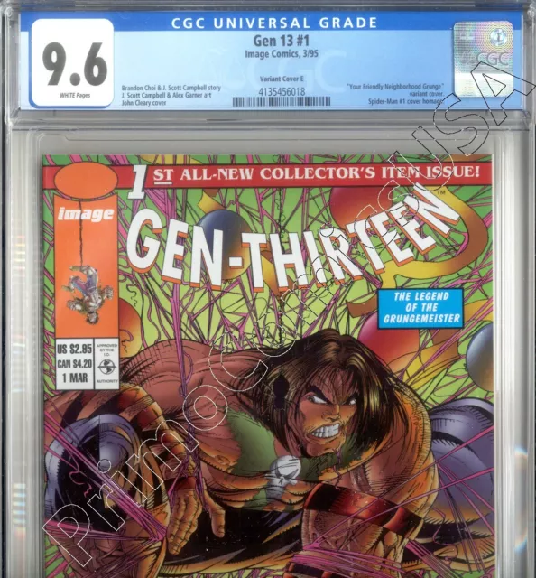PRIMO:  GEN 13 #1 E  GRUNGE Spidey variant cover Image comics 1995 NM+ 9.6 CGC