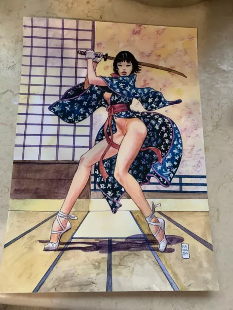 Ex Libris  30X20 Manara Le Declic  Pin Up Sexy Geisha