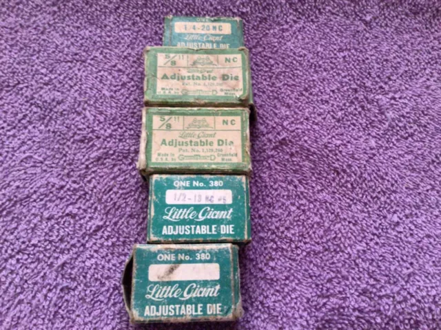 Greenfield Little Giant No. 380 Adjustable Die Set  3 sizes USA MADE