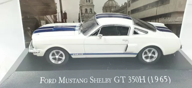 1/43 1965 Ford Mustang GT 350H White Blue Racing Stripes MINT MUSCLE CAR MODEL