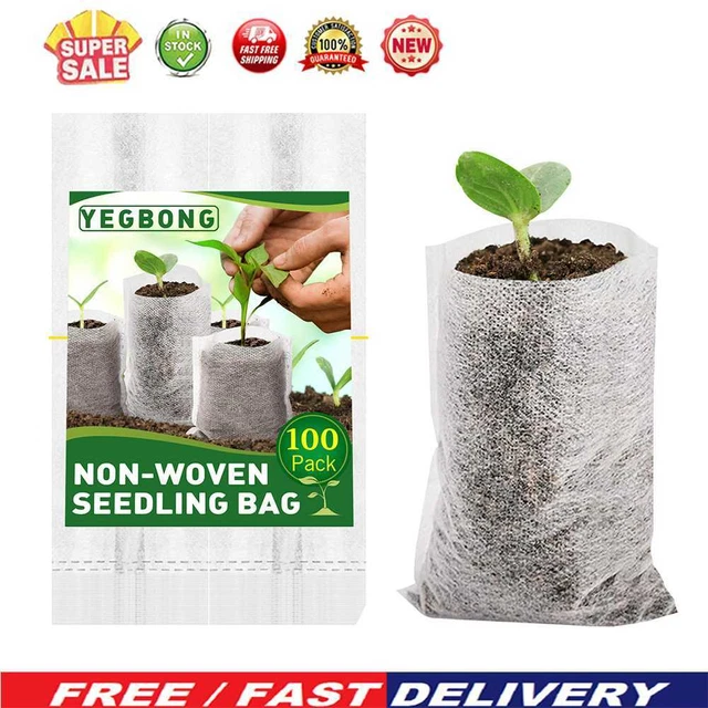 100x Biodegradable Non-woven Seedling Pots Planting Bags Nursery Plant Grow Bag