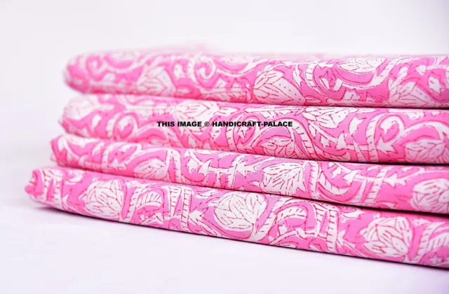Coton Voile Rose Indien Main Bloc Imprimé Couture Matériel Artisanat Par 2.3m
