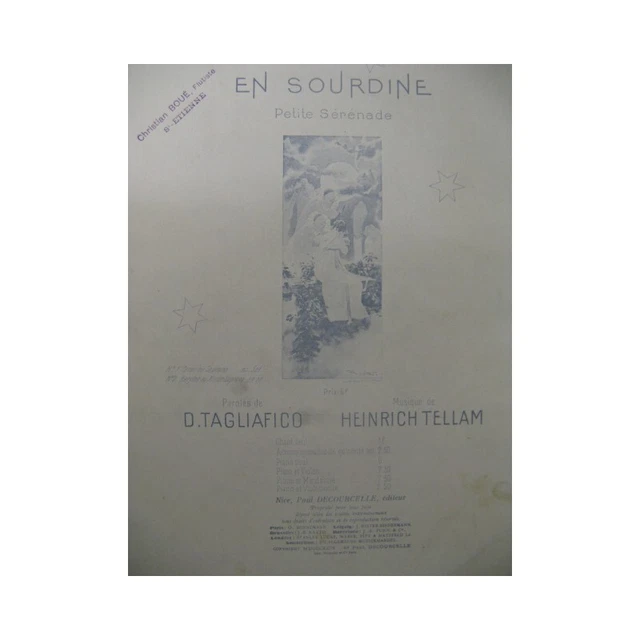 TELLAM Heinrich En Sourdine Violoncelle Piano 1899