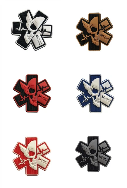 Patch Morale PVC 3D Star Of Life - Pour EMS EMT Paramedic - Accroche Hook - 6.5x6.3 Cm
