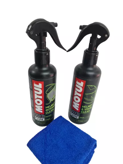 Motul Cleaning Care Pack Kit M1 & M2 Bike Motorcycle Crash Helmet Lid Visor