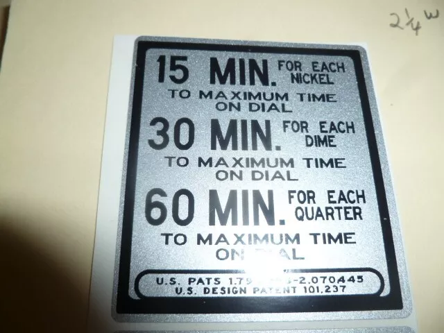 Duncan 50 Parking Meter  Decal / Sticker  15 MIN. 30 MIN. 60MIN.