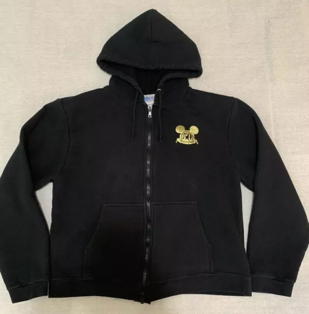 Disneyland 50th Anniversary Youth Large L Black Disney 50 Full Zip Hoodie