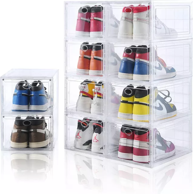 Yorbay Drop-Front-Boxen, Schuhbox aus Kunststoff 3er Set für Sneaker  Aufbewahrung, stapelbarer Aufbewahrungsboxen 