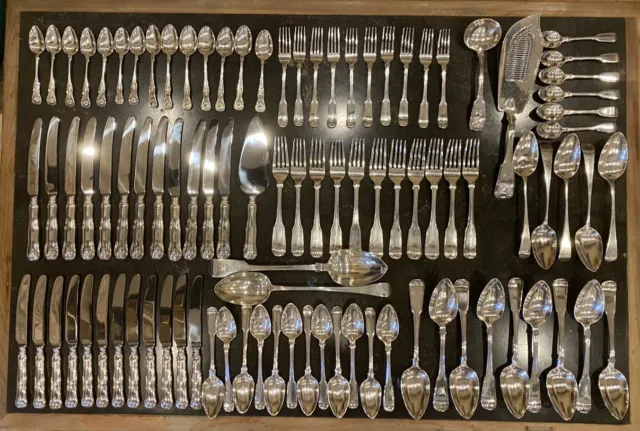 Sterling Silver Canteen Of Cutlery Predominately Scottish Provincial, 96 Pieces