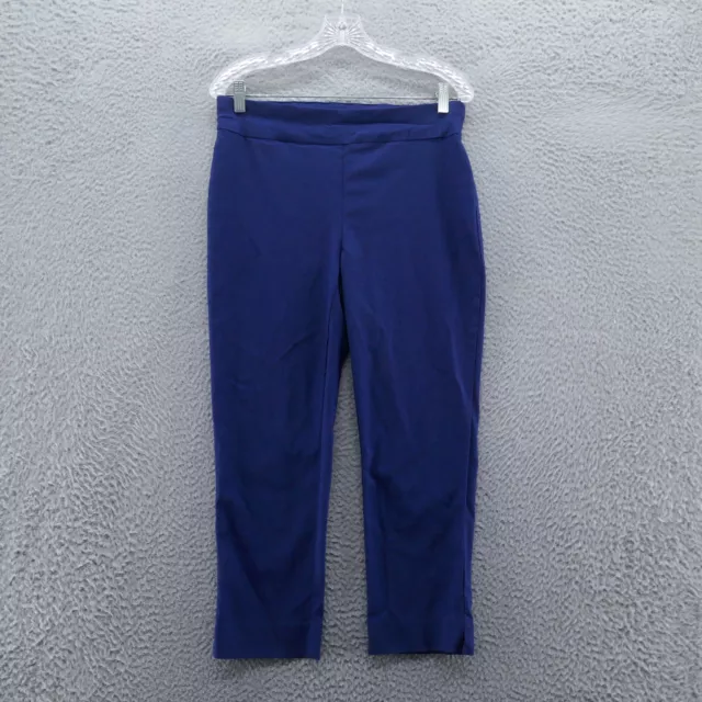 Chicos Womens So Slimming Skinny Crop Pants 1.5 Size 10 Blue Pull On Stretch