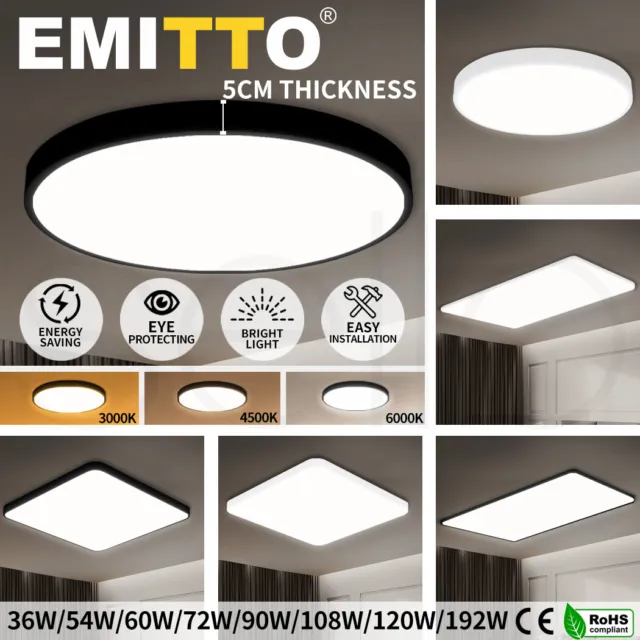 Emitto Ceiling Lights Led 3-Colour Ultra-Thin 5CM Modern Surface Mount 36W-192W