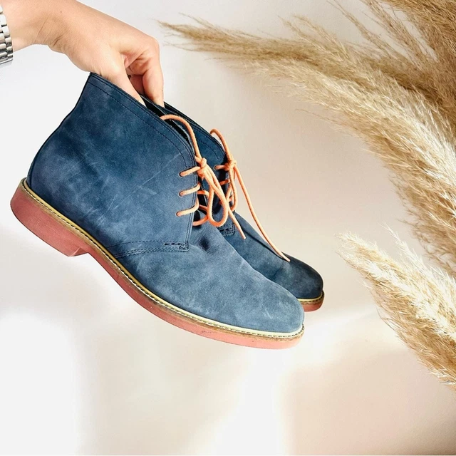 MENS COLE HAAN Navy Blue Suede Leather Chukka Ankle Boots Lace Up Shoes ...