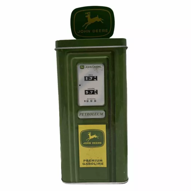 John Deere ~ Style Gas Pump Metal Coin Bank ~ Tin Box Co ~ Licensed