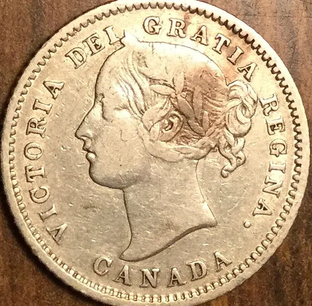 1874 H Canada Silver 10 Cents Coin