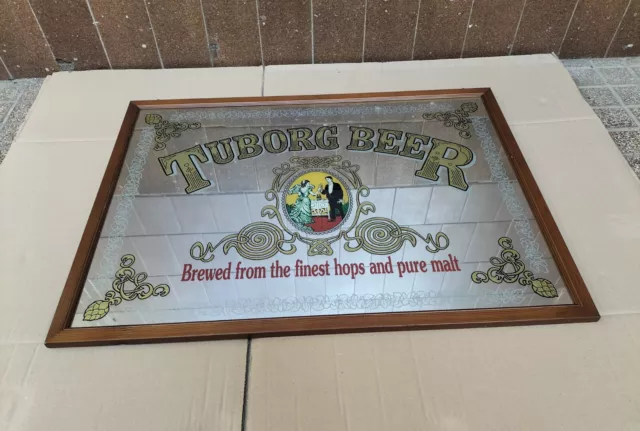 Raro Quadro A Specchio Pubblicitario Vintage Da Collezione Birra Tuborg Beer