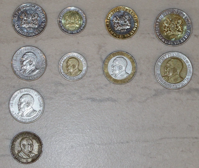 Kenya Coins: 2018- 1,5,10,20 Shillings + 2010- 1,5,10,20 Shilling + 2005, 1997