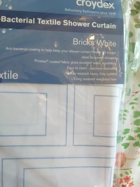 shower curtain white with brick pattern anti bacterial  croydex brandnew in pack