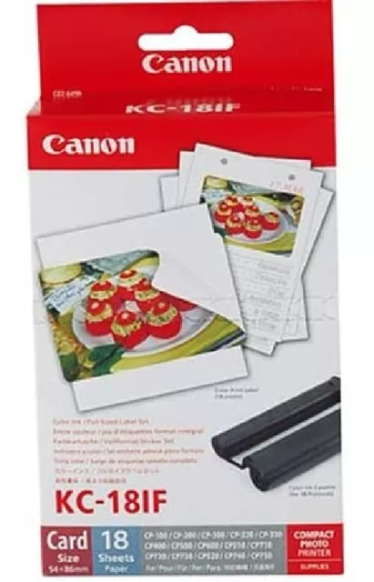 Canon Set inchiostro a colori KC-18IF e carta adesiva 54 x 86 mm, 18 fogli  7741A001, Etichette per stampante