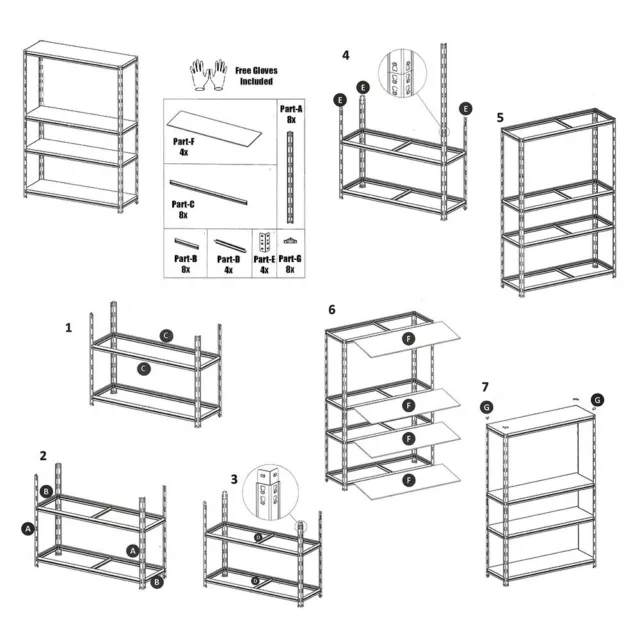 4 Tier Heavy Duty Metal Shelving Rack Unit Garage Storage 150x75x30cm UKED 3