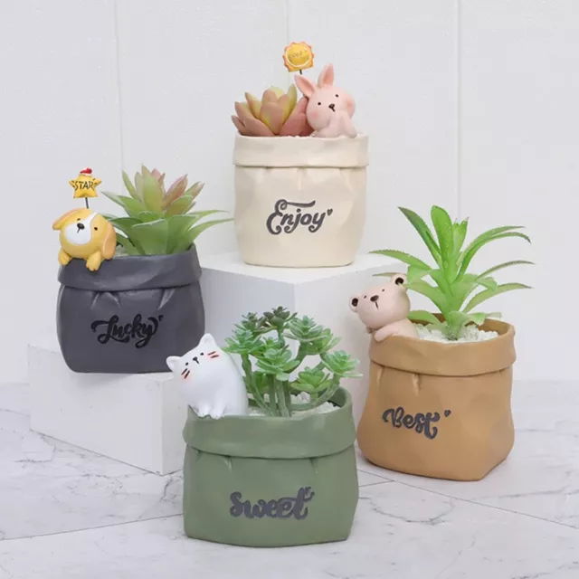 Resin  Animal Flower Pot Succulent Plant Planter Pen Holder Desktop Bonsai Decor