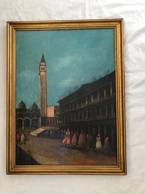 Antique painting Venice St. Mark's Square Olio on canvas 65x49 cm